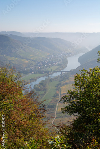 Scenic river view in autumn landscape