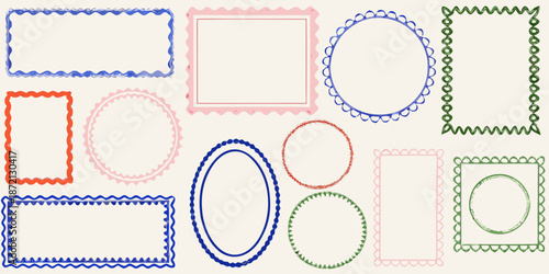 Collection of colorful decorative frames and borders in various shapes and styles