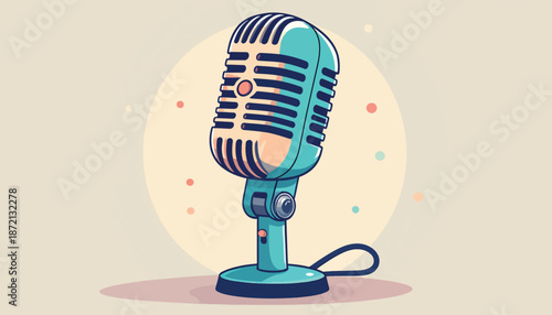 Vintage Microphone Illustration - A Classic Audio Recording Device.