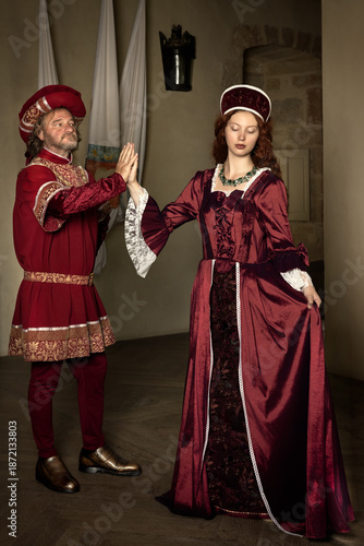 Medieval Renaissance couple court dance