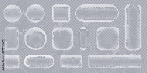 Collection of various white rectangular and rounded shapes with textured edges