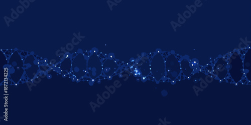 Abstract representation of a double helix structure with glowing particles