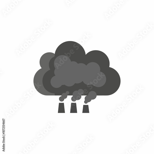 Isolated minimal vector of polluted air cloud, flat monochrome design, white background.