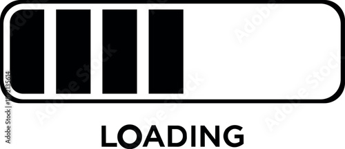 Loading progress bar vector icon on transparent background, minimalist data upload status indicator. Software installation and download update.