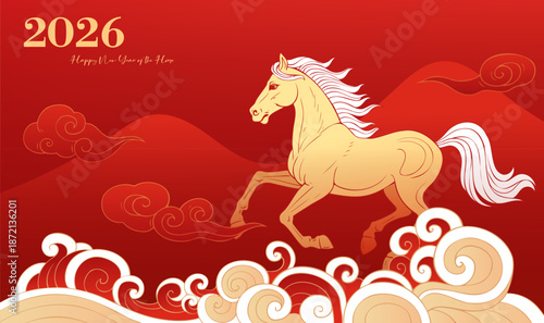 Hand Drawn Chinese New Year Banner Year of the Horse
