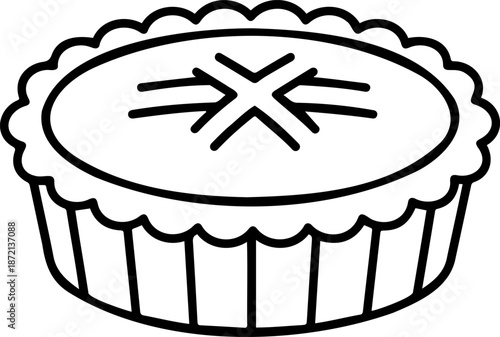 Minimalist Pie Line Art Illustration: Baked Pastry Icon for Bakery, Dessert, and Thanksgiving Design