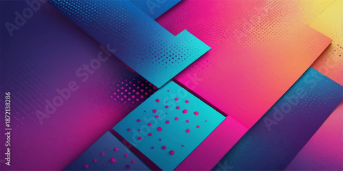 Abstract colorful background with lines featuring a vibrant rainbow vector pattern and light blue pink decoration shapes for a modern business template or art backdrop