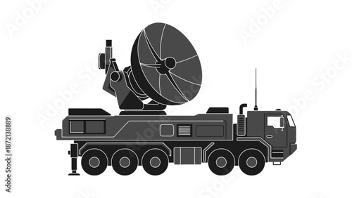 Military Radar System on a Truck Vehicle.