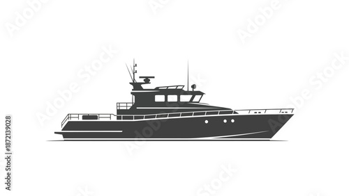 Luxury Yacht Illustration on White Background.