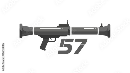 Vector illustration of a silenced pistol with the number 57.