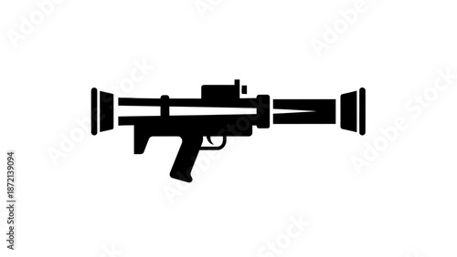 Simple black silhouette of a rifle with scope.