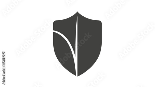 Simple dark grey shield icon with white accent on a white background.