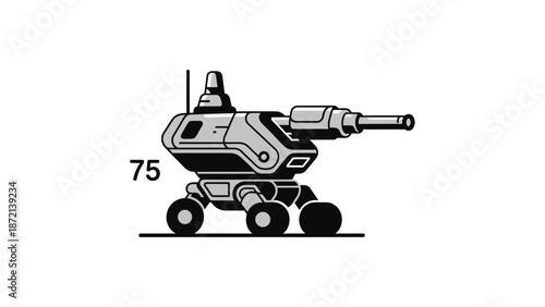 Futuristic Tank Illustration with Cannon and Wheels.