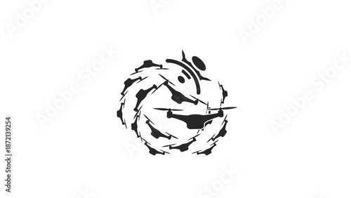 Black and white illustration of a bird's head with a distinctive beak and feathers.