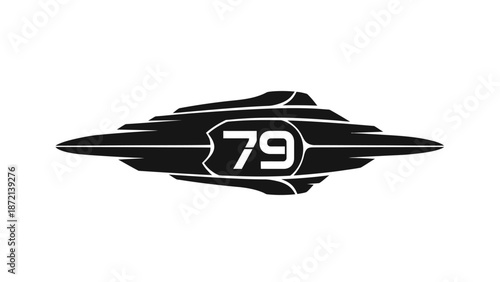 Black and white abstract emblem with number seventy nine.