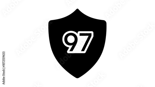 Black shield emblem with number ninety seven.