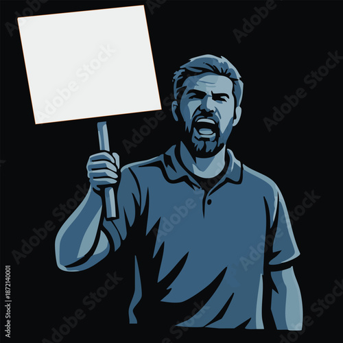 Vector illustration of woman holding signs, banner and placards on a protest demostration or picket. People against violence, pollution, descrimination, human rights violation.