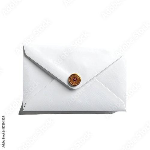 Elegant white envelope, sealed, isolated against a stark black backdrop