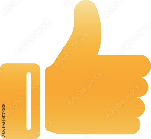Gold thumbs up icon. Like and recommend symbol vector illustration.