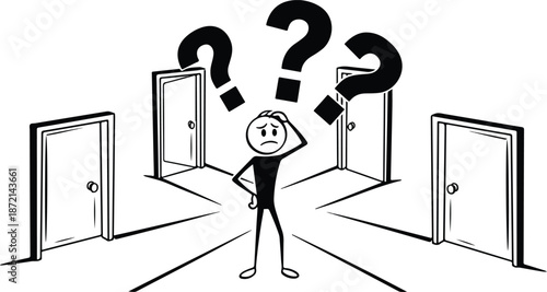 Man with Question Marks Above Head.