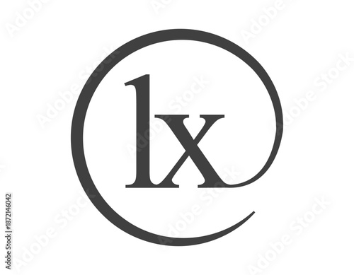 LX logo from two letter with circle shape email sign style. L and X round logotype of business company