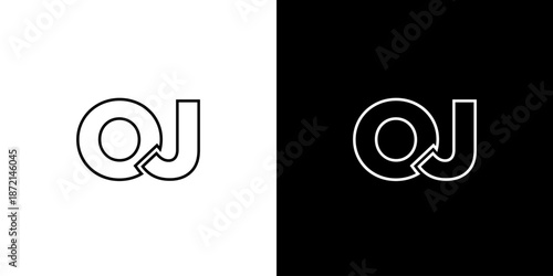 Letter O and J, OJ logo design template. Minimal monogram initial based logotype.