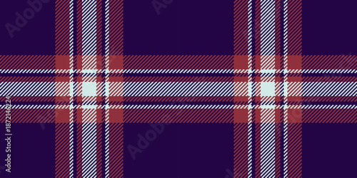 Industrial textile plaid pattern, dimensional background vector tartan. Art texture fabric seamless check in dark and red colors.
