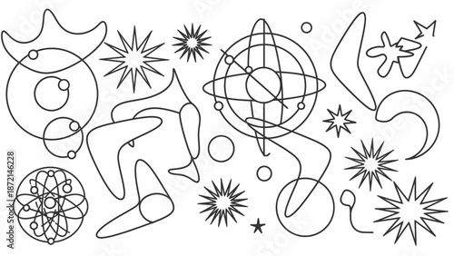 Abstract Celestial Shapes A Collection of Cosmic Line Art.