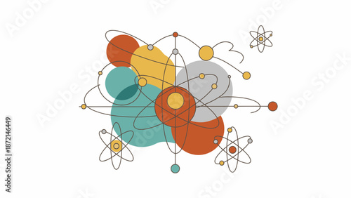 Abstract Science Concept with Atoms and Molecules Illustration.