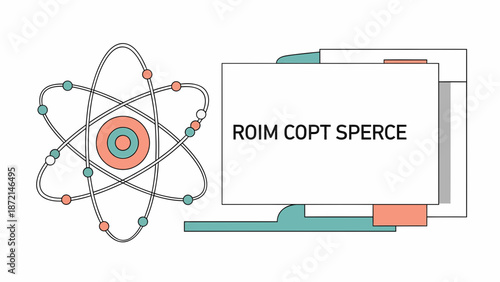 Atom Model with ROIM COPT SPERCE Text Science Concept Illustration.