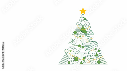 Geometric Christmas Tree A Modern Holiday Design with Star Topper.