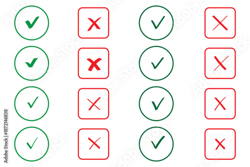 Check Mark Icons in Circle – Editable Stroke Tick Symbol Set. Vector
