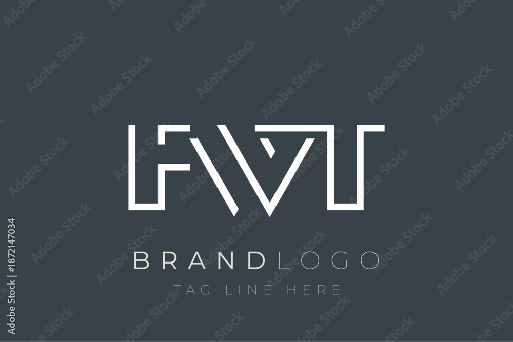 Fototapeta premium FWT abstract letter logo design. Modern Business Logo Design With Abstract Typography and Contemporary Style