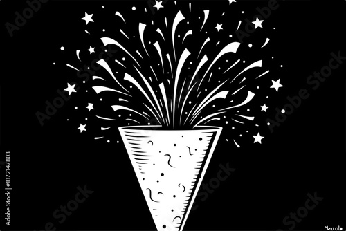 Party Popper Celebration Confetti Silhouette Vector