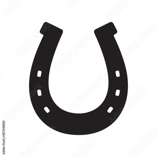 Simple black horseshoe symbol isolated on transparent background for luck and fortune themes