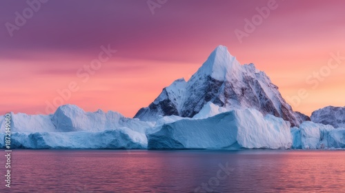 Wallpaper Mural A stunning iceberg landscape at sunset, showcasing towering ice formations against a colorful sky. Torontodigital.ca