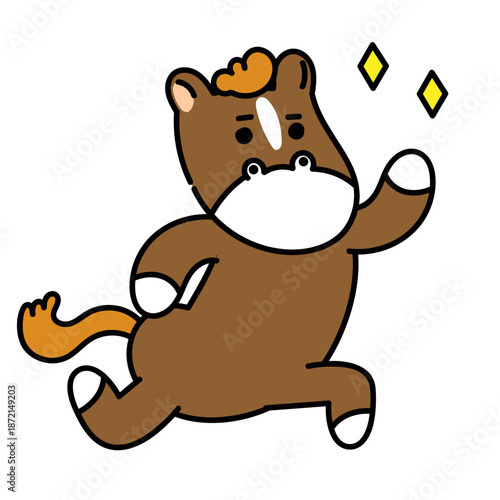 自信を持って前向きに進む社会人の馬のイラスト