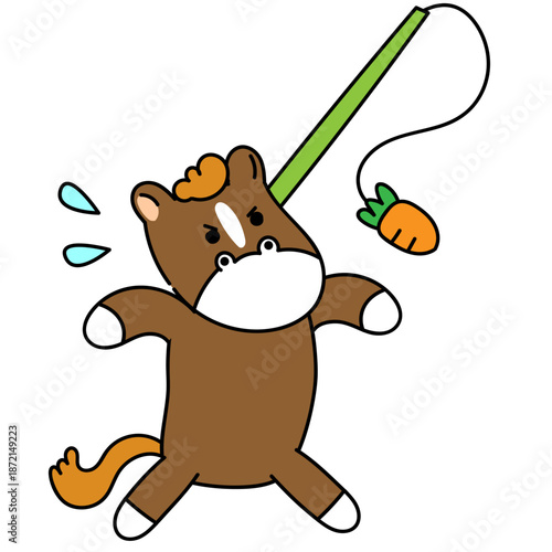 成果が見えず不安になる社会人の馬のイラスト