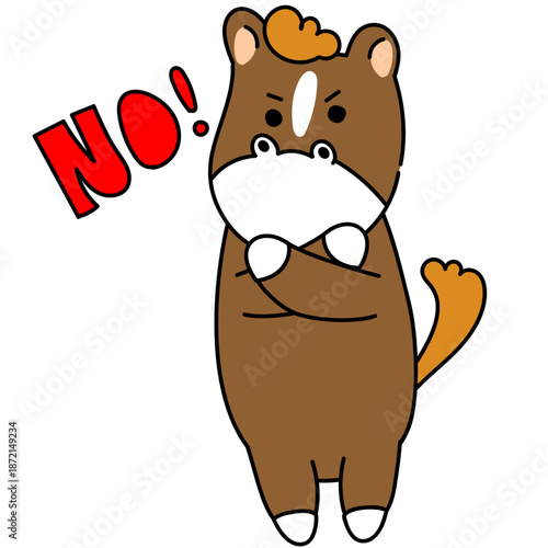 無理な要求を断る社会人の馬のイラスト