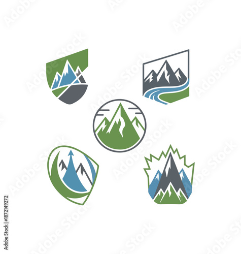 Mountain logos collection graphic elements for design projects
