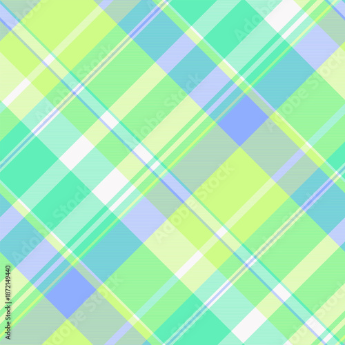 Decoration check plaid pattern, choose texture background vector. Cool fabric tartan seamless textile in green and mint colors.