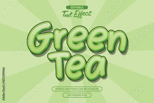 Green tea editable text effect with green comic background