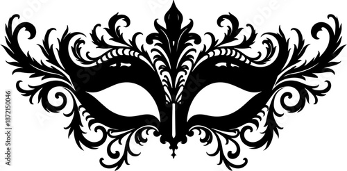 Elegant Venetian Masquerade Mask Ornamental Silhouette