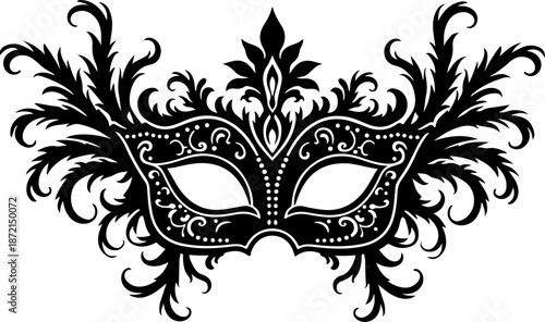 Elegant Venetian Masquerade Mask Ornamental Silhouette