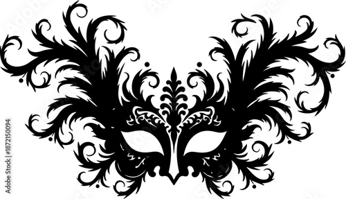 Elegant Venetian Masquerade Mask Ornamental Silhouette