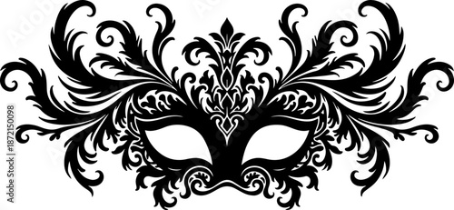 Elegant Venetian Masquerade Mask Ornamental Silhouette