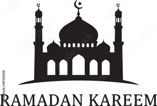 Silhouette of mosque and Taj Mahal vector landmark