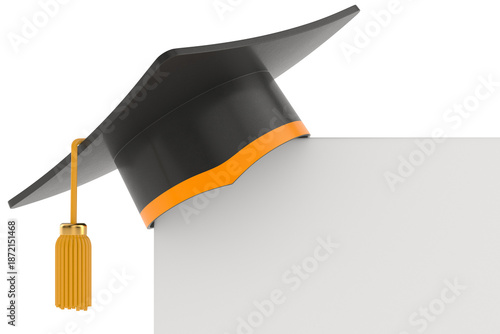 graduation cap and banner o...