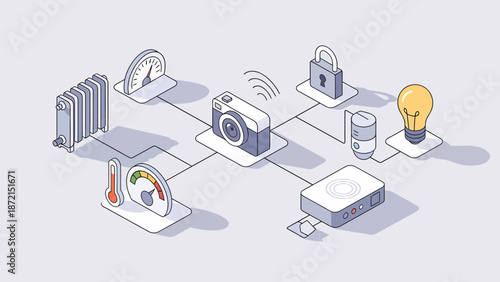 Smart Home Automation System with Connected Devices Illustration 1.