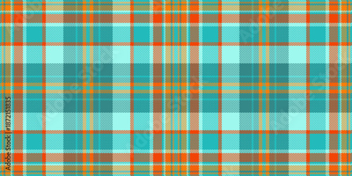Preppy background texture textile, bed vector fabric plaid. Stitch check tartan seamless pattern in teal and bright colors.